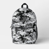 Winter Snow Camo Backpack – Black & White Frosted  Bedrukte Rugzak (Voorkant)