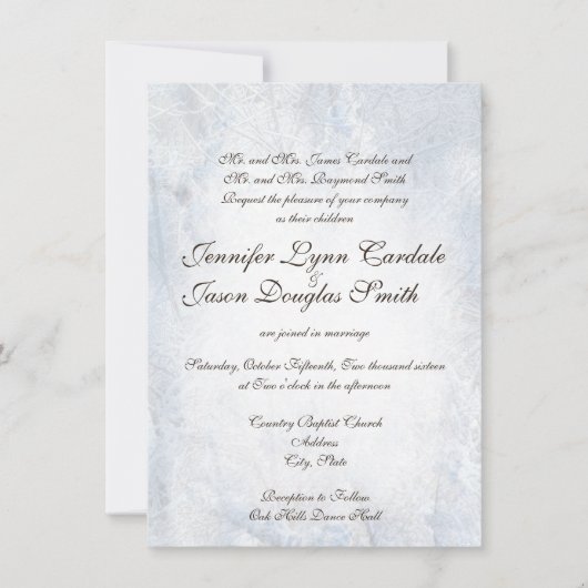 Winter Snow Camo Elegant Wedding Invitations Kaart (Voorkant)