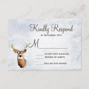 Winter Snow Camo Hunting Deer Wedding RSVP-kaarten RSVP Kaartje