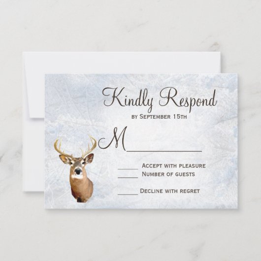 Winter Snow Camo Hunting Deer Wedding RSVP-kaarten RSVP Kaartje (Voorkant)