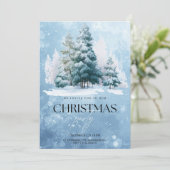 Winter Snow Christmas Party Invitation Kaart (Staand voorkant)