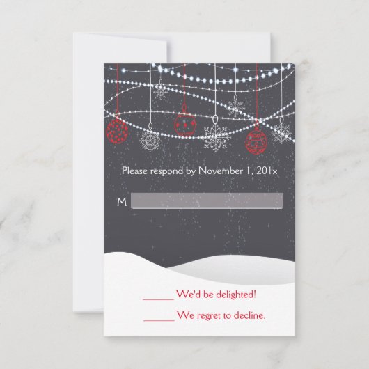 Winter Snow Christmas Wedding RSVP Kaart (Voorkant)