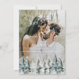 Winter Snow Christmas Wedding Save the Date Invita Kaart