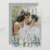Winter Snow Christmas Wedding Save the Date Invita Kaart (Voorkant / Achterkant)