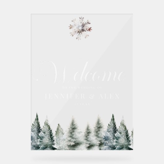 Winter Snow Christmas Wedding Welkomstbord Poster (Voorkant)