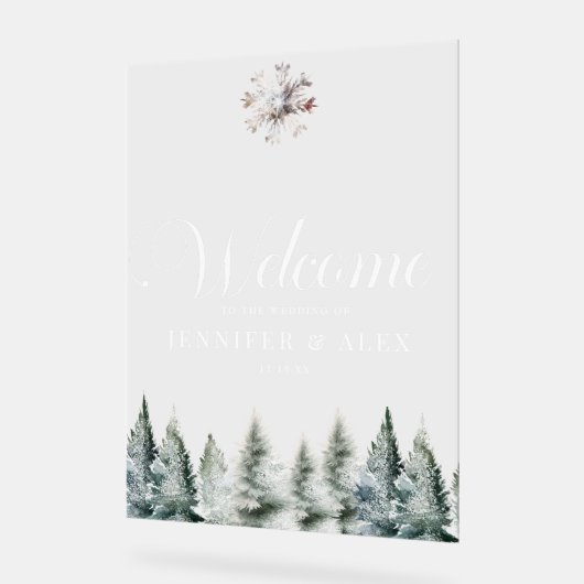 Winter Snow Christmas Wedding Welkomstbord Poster (Hoek)