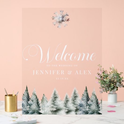 Winter Snow Christmas Wedding Welkomstbord Poster (Huwelijk)