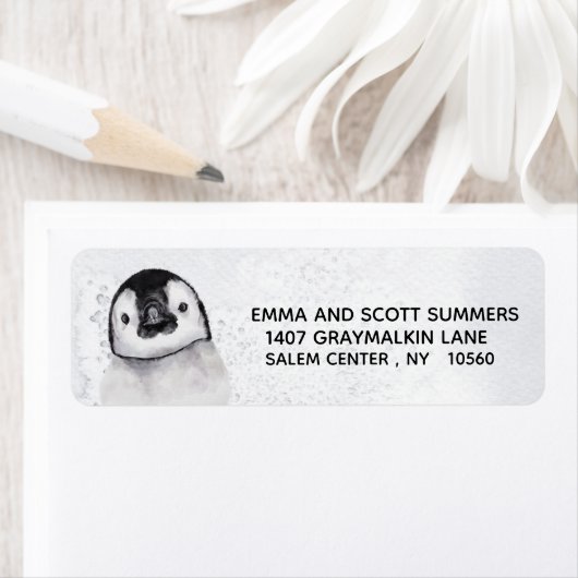 Winter Snow Cute Little Penguin Etiket (Insitu)