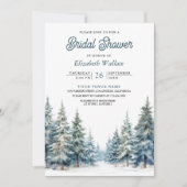 Winter Snow Dennenbos QR Code Bruidsuitnodiging Kaart (Voorkant)