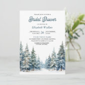 Winter Snow Dennenbos QR Code Bruidsuitnodiging Kaart (Staand voorkant)