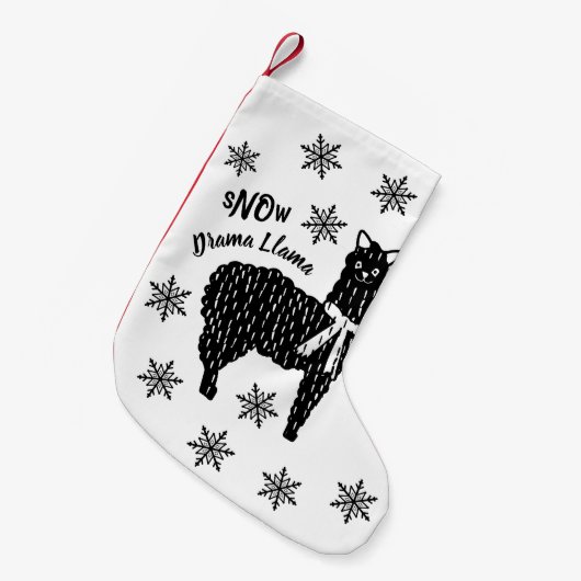 Winter Snow Drama Llama Kleine Kerstsok (Voorkant (Hangend))