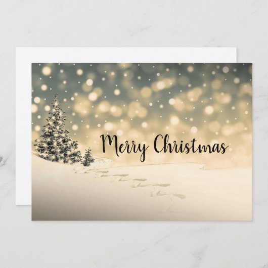 Winter Snow Evergreen Tree Merry-kerstkaart Feestdagenkaart (Voorkant / Achterkant)