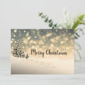 Winter Snow Evergreen Tree Merry-kerstkaart Feestdagenkaart (Staand voorkant)
