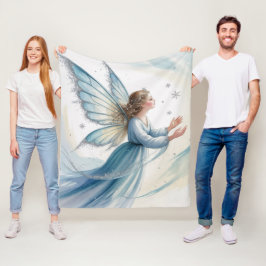 Winter Snow Fairy Watercolor Art Christmas  Fleece Deken