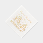 Winter Snow Falling Snowman Naam Vrolijk Kerstfees Folie Servetten (Rechts)