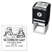 Winter Snow Falling Snowman Name Return Address  Zelfinktende Stempel (In situ)