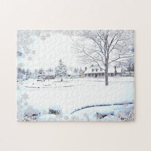 Winter Snow Farmhouse Scene Legpuzzel