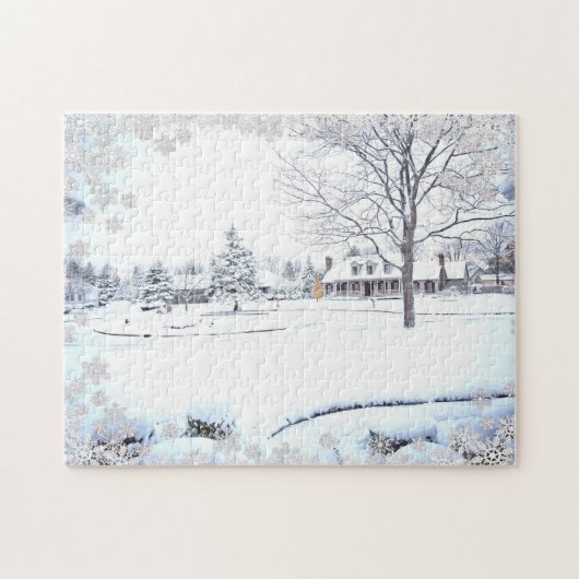 Winter Snow Farmhouse Scene Legpuzzel (Horizontaal)