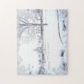 Winter Snow Farmhouse Scene Legpuzzel (Verticaal)