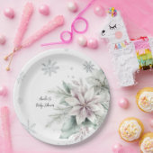 Winter Snow Floral Baby shower Papieren Bordje (Feest)