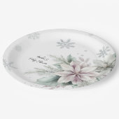 Winter Snow Floral Baby shower Papieren Bordje (Gekanteld)