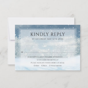 Winter Snow Forest Trouwdag RSVP Kaartje