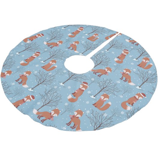 Winter Snow Fox Pattern Kerstboom Rok (Gekanteld)