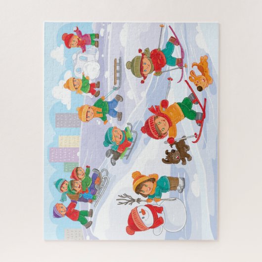 Winter Snow Fun Puzzle Legpuzzel (Verticaal)
