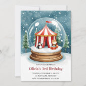 Winter Snow Globe Circus Birthday Kaart (Voorkant)
