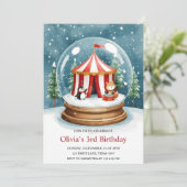 Winter Snow Globe Circus Birthday Kaart (Staand voorkant)