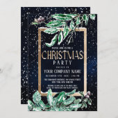 Winter Snow Gold Navy Leaf Corporate Christmas Kaart (Voorkant / Achterkant)