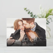 Winter Snow Hart Script Foto Huwelijk Save The Date (Staand voorkant)
