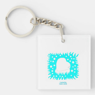 Winter Snow Heart Square Sleutelhanger