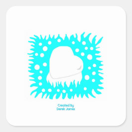 Winter Snow Heart Square Sticker