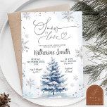 Winter Snow in Love Christmas Vrijgezellenfeest Kaart<br><div class="desc">Winter Sneeuw in Liefde Bruids Douche Uitnodiging,  Snowy Christmas Ornaments Vakantie Bruid Om Uitgenodigd Te Zijn,  Zilveren Sneeuwvlokken Trouwdouche.</div>