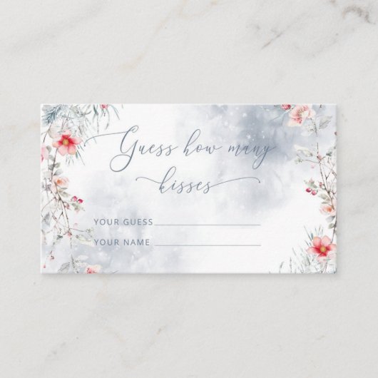 Winter Snow in Love raadt het aantal bruidskussen  Informatiekaartje (Voorkant)