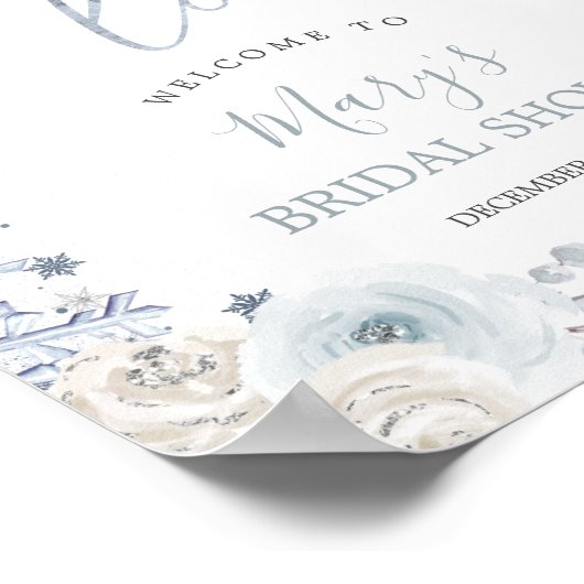 Winter Snow in Love Snowflake Bruids Welkom Poster (Hoek)