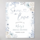 Winter Snow in Love Snowflake Bruids Welkom Poster (Voorkant)