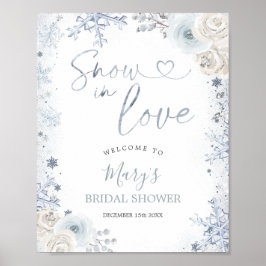 Winter Snow in Love Snowflake Bruids Welkom Poster