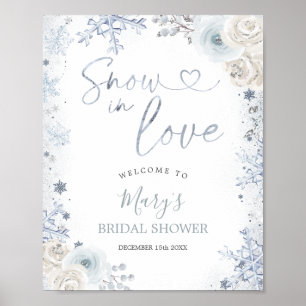 Winter Snow in Love Snowflake Bruids Welkom Poster