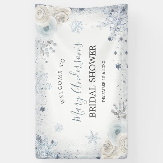 Winter Snow in Love Snowflake Vrijgezellenfeest Gr Spandoek (Verticaal)
