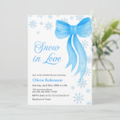 Winter Snow in Love Snowflakes Bridal Shower Kaart (Staand voorkant)