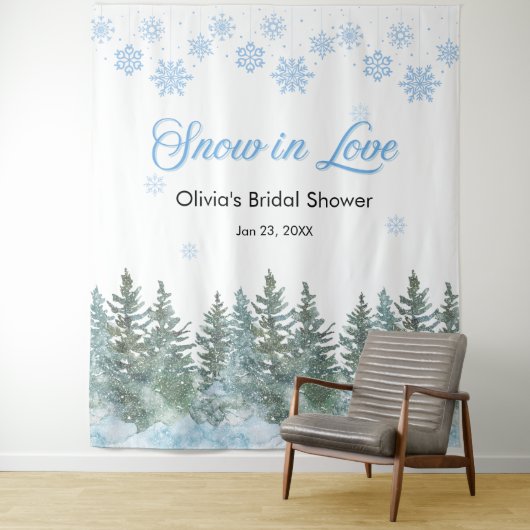 Winter Snow in Love Snowflakes Bridal Shower  Wandkleed (In situ)