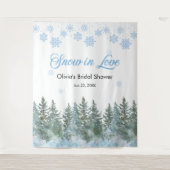 Winter Snow in Love Snowflakes Bridal Shower  Wandkleed (Voorkant)