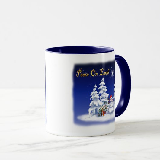 Winter Snow Man Peace on Earth Mok (Voorkant rechts)