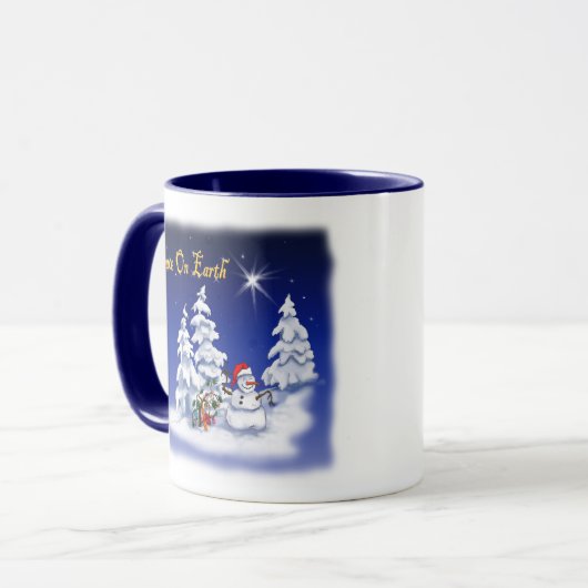 Winter Snow Man Peace on Earth Mok (Voorkant links)