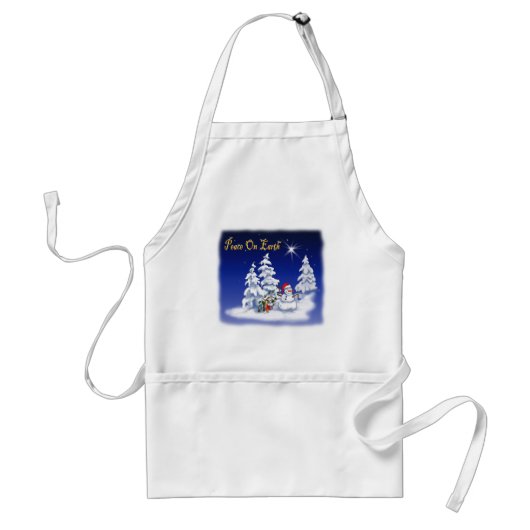 Winter Snow Man Peace on Earth Standaard Schort (Voorkant)