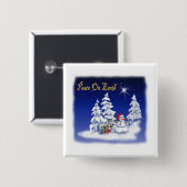 Winter Snow Man Peace on Earth Vierkante Button 5,1 Cm (Voorkant /achterkant)
