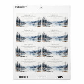 Winter Snow Mountain Lake Landschap Adres Etiket (Full Sheet)