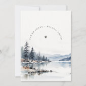 Winter Snow Mountain Lake Landschap Paren Douche Kaart (Achterkant)